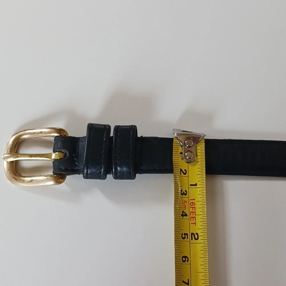 Coach Black and Tan Leather Belt with Gold Buckle - Picture 8 of 12